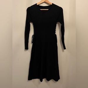 Black ribbed short dress with braided sides
